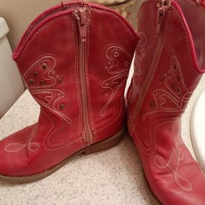 Girls size 12 pink butterfly cowboy boots